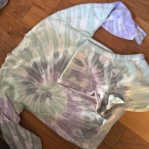 TNA cozy af Tie-Dye Sweatshirt and Shorts Set